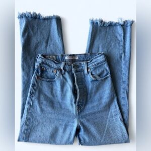 Levi's 501 Womens High-Waisted Rib Cage Straight-leg Blue Denim Jeans 26